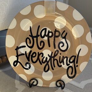 Happy Everything Large Round Polka Dot Decorative Plate with stand included.